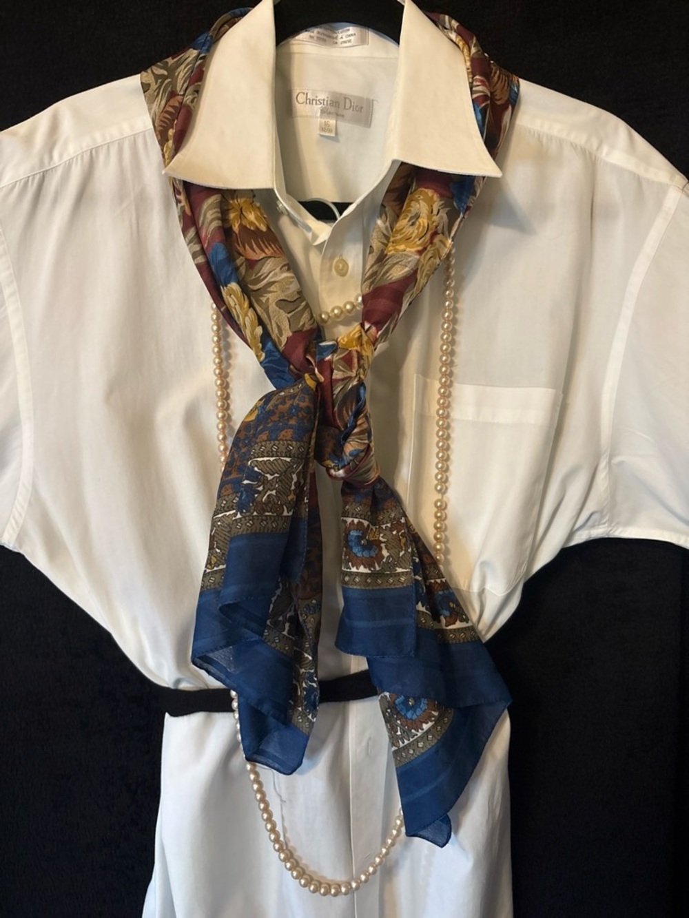 Floral Paisley Square Scarf Blue Burgundy Earthy Vintage Accent Boho Chic EUC